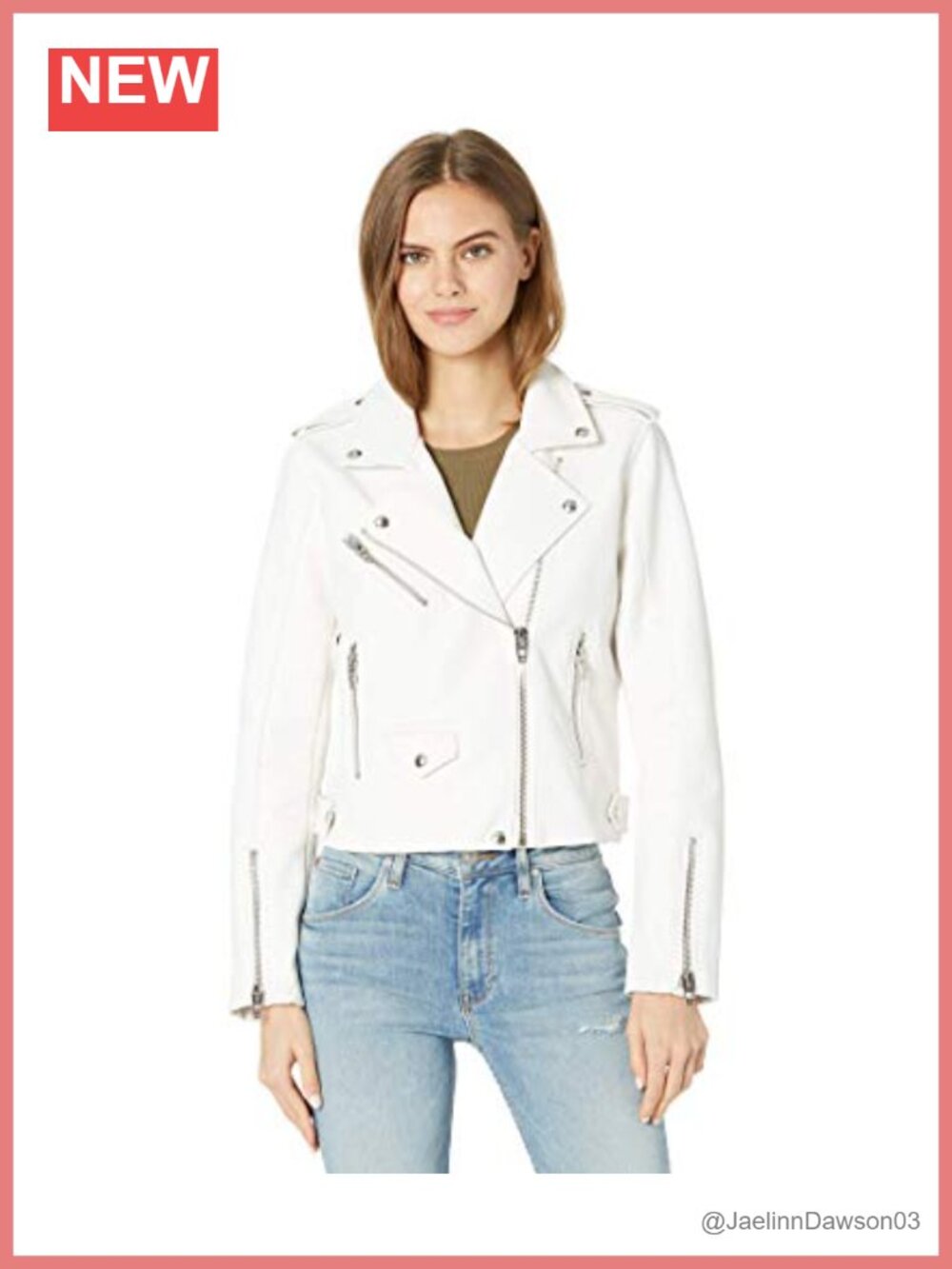 Faux Leather Moto Jacket Long Sleeve Zip Casual Coat